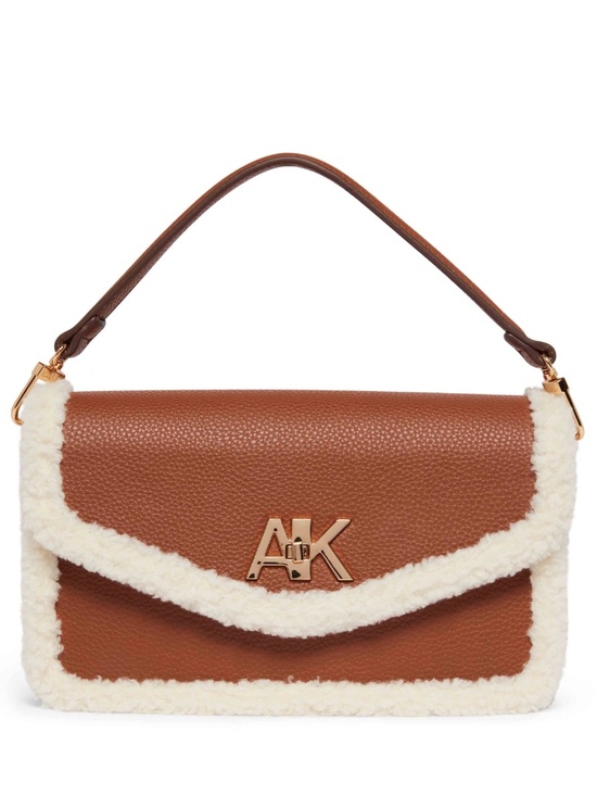 Anne Klein Handbags - ANNE KLEIN E/W Convertible Sherpa Flap Shoulder Bag With Turn Lock